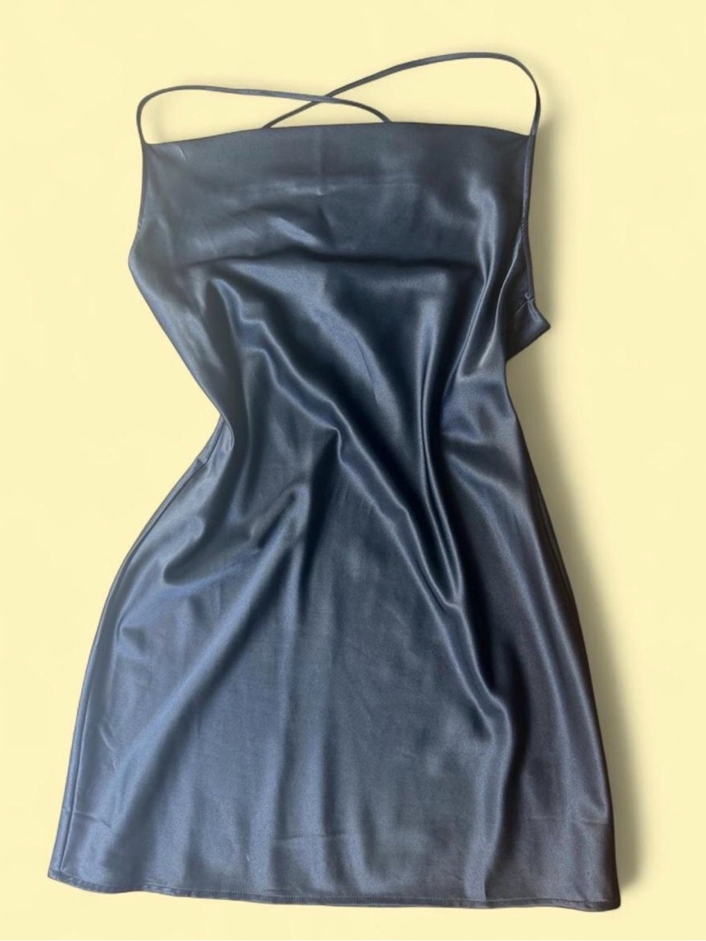 H&M Black Satin Slip Mini Dress with Thin Straps